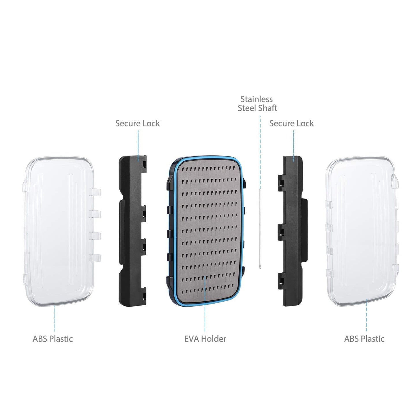 Gonex Fly Boxes for Fly Fishing Jig Boxes Two-Sided Waterproof Lightweight Fly Fishing Box Easy Grip Transparent Lid Fly Fishing Lures Box, 7.3"x 4.6"x 1.5", Grey