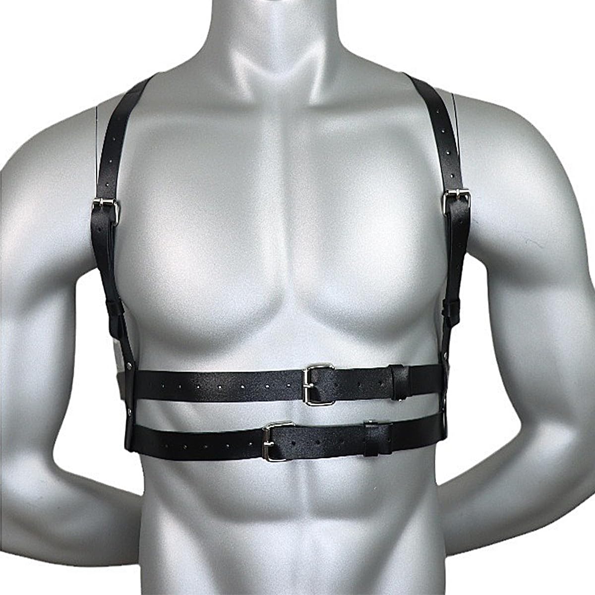 Dicosky Adjustable Men's Bondage Harness,PU Leather Chest Strap Suspenders for BDSM,SM Fetish,Gothic Stage Performance,Punk Clubwear&Gay Cosplay Costume Valentine's Day