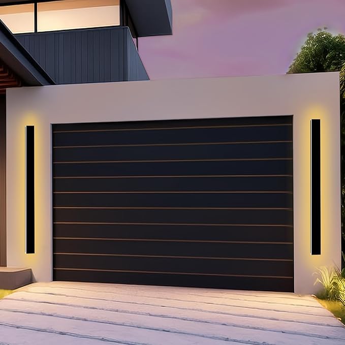 79inch Outdoor Wall Lights, Black LED Exterior Light Fixtures Wall Mount, Long Outside Porch Lights Wall Sconce 3000K, Long Strip Lighting for Garage, Hous