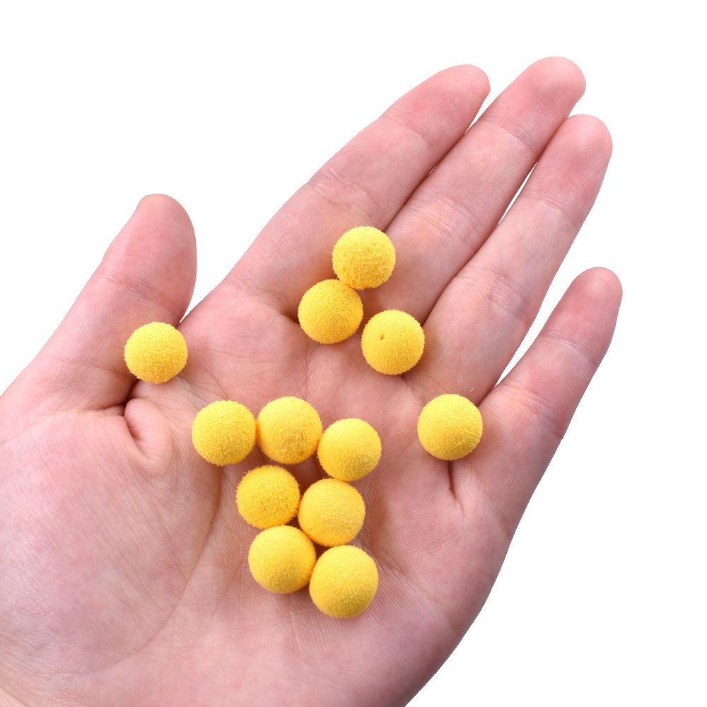 30pcs 12mm Smell Carp Fishing Bait Boilies Eggs / 4 Flavors Floating Ball Beads Feeder Artificial Carp Baits Lure (Yellow-Sweet Corn(12mm))