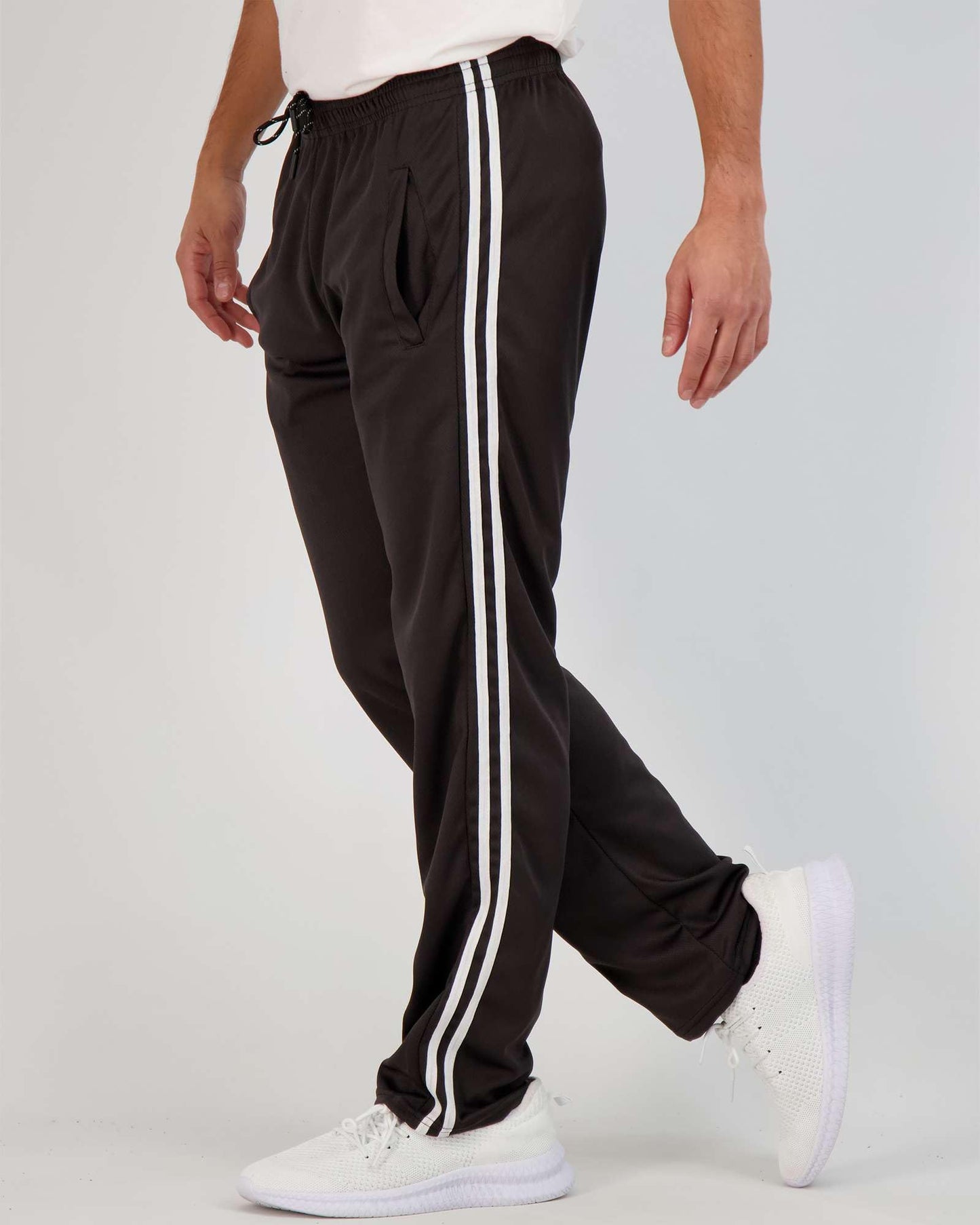 Real Essentials 3 Pack: Men's Mesh Athletic Gym Workout Lounge Open Bottom Sweatpants with Pockets (Available in Big & Tall)- Set 5 L