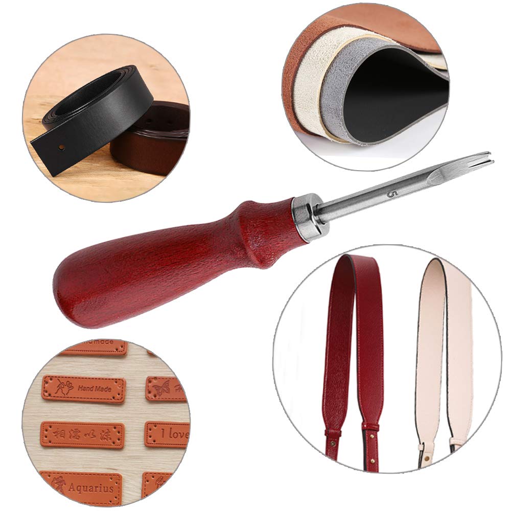 2 PCS Leather Edge Skiving Beveler Craft Keen Edge Cutting Leather Burnishing Tool, Leather Edge Skiving DIY Craft Tool for Leather Crafting Working Tools 2 Sizes(1.0 mm&1.5 mm Size) (3#+5#)