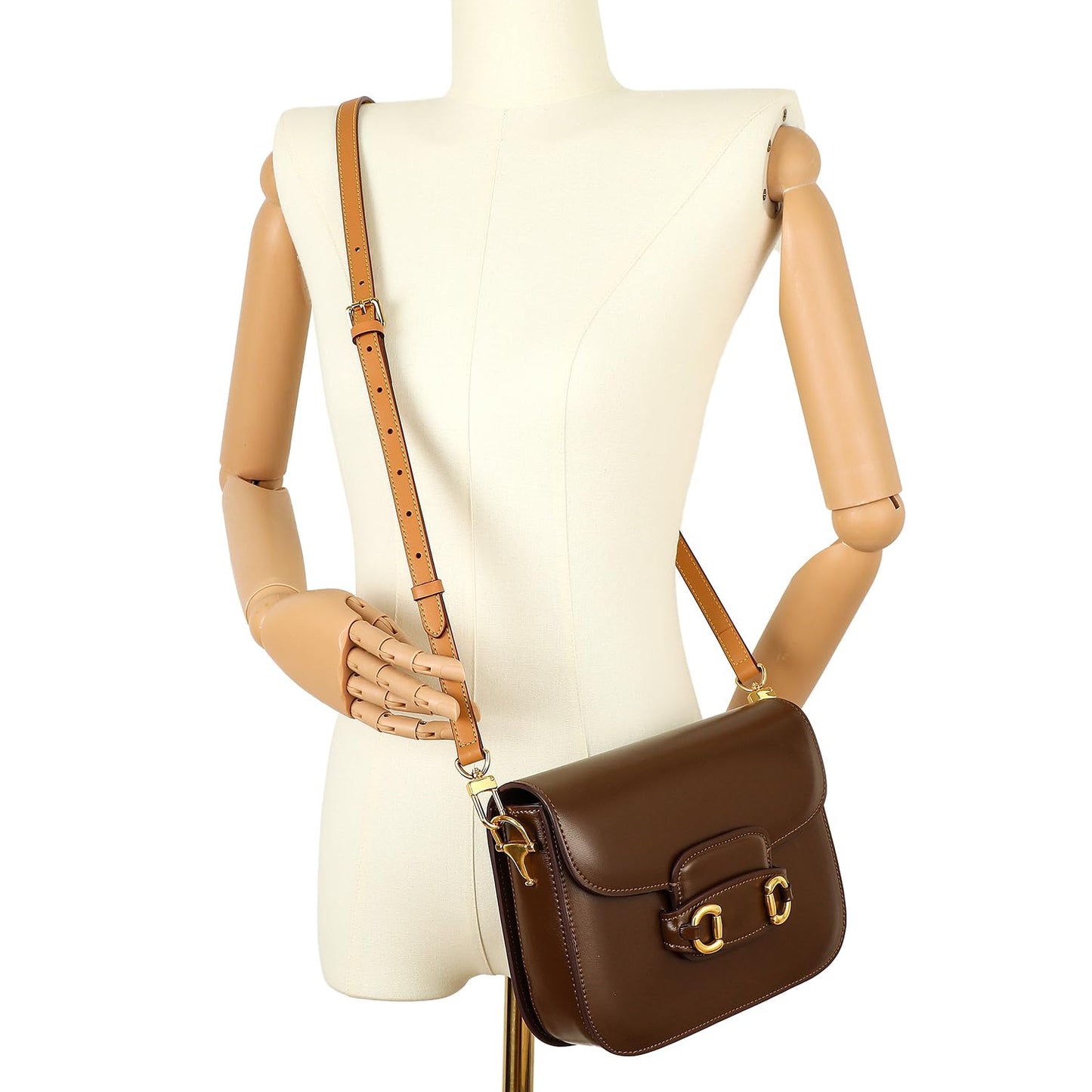 BEUDW Vachetta Leather Adjustable Crossbody Strap for Leather Shoulder Strap Belt Replacement Suitable for L V Handbags (width: 0.6in-Apricot Yellow)