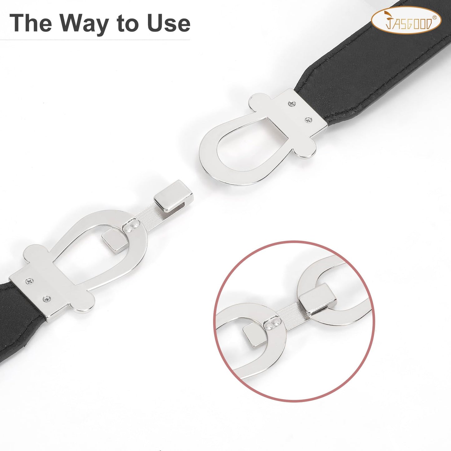 JASGOOD Women Stretchy Waist Belt Retro Elastic Skinny Belt for Ladies with Silver Buckle 2 Pack