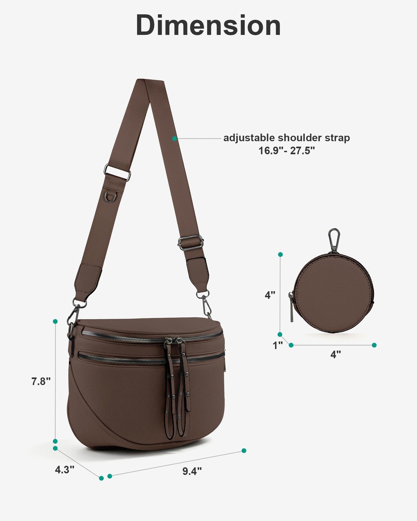 CHERUBEL Crossbody Bags for Women, Soft Vegan Leather Shoulder Crossbody Bum Bags for Women with Coin Purse