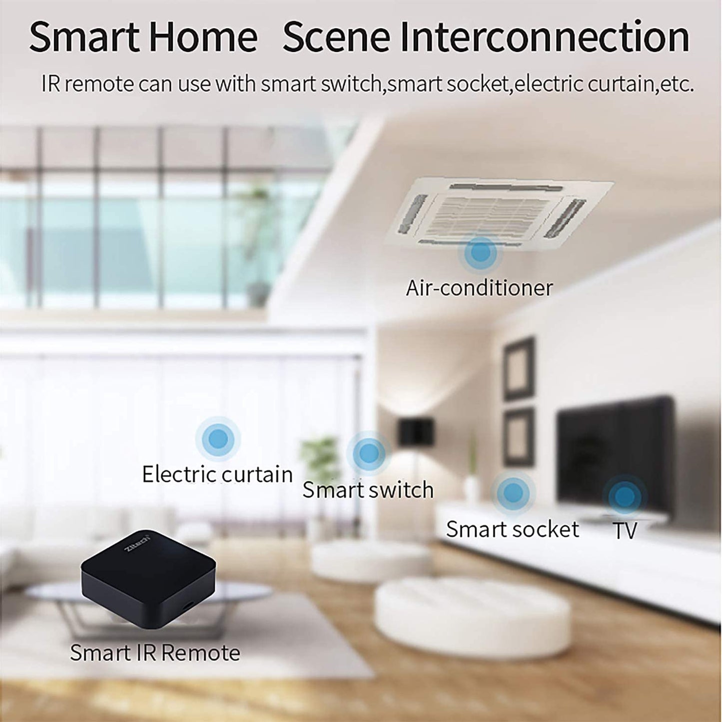 WiFi Smart Remote Controller Smart Home Infrared Universal Remote Blaster,One for All Control AC TV DVD CD AUD Air Conditioner SAT etc,No Hub Required Compatible with Alexa and Google Home(IR)