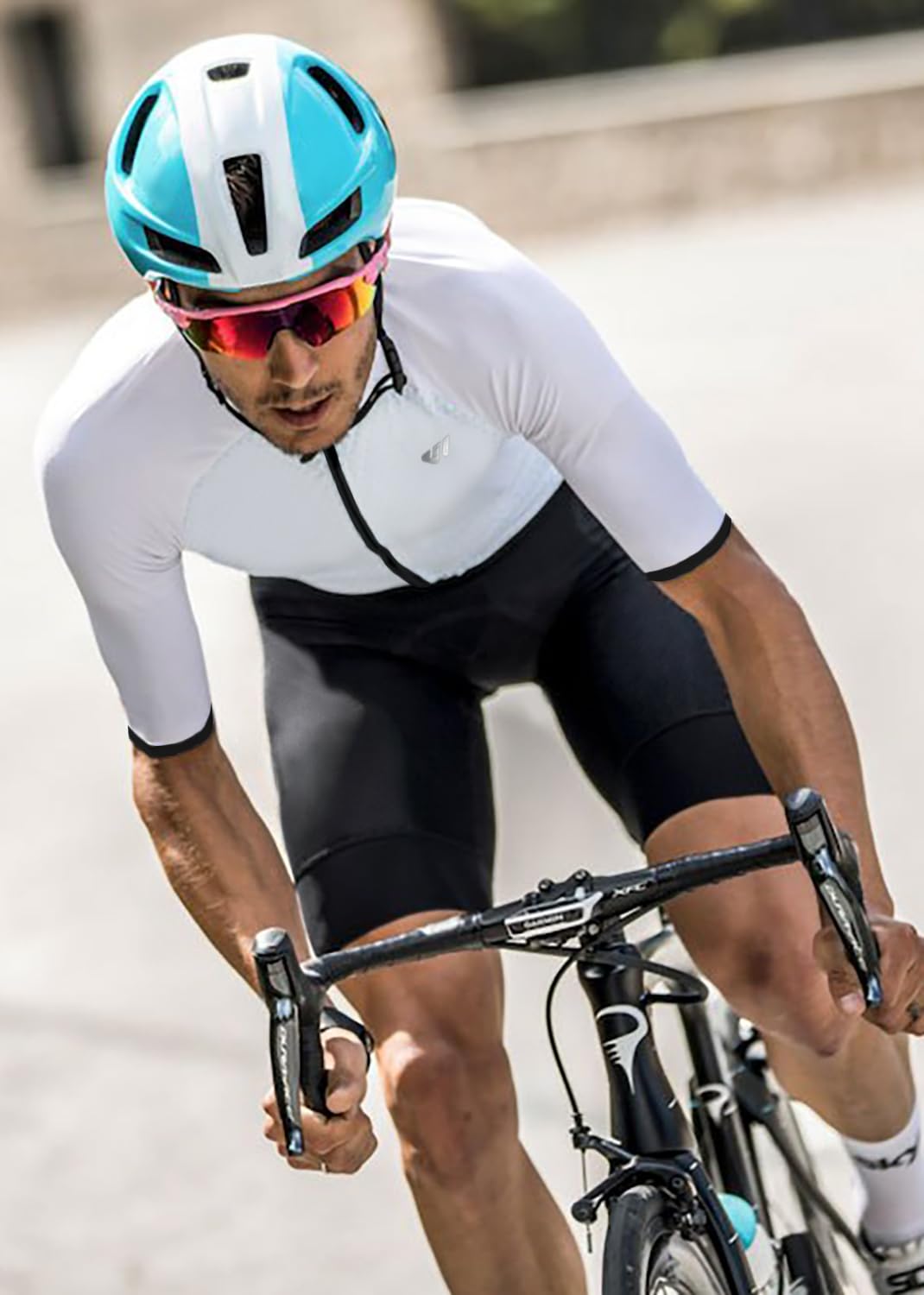 Lo.gas Mens Triathlon Suits,High Elasticity Breathable Quick-qrying Trisuit Race Skinsuits Cycling Swimskin Bike Swim Run White Large
