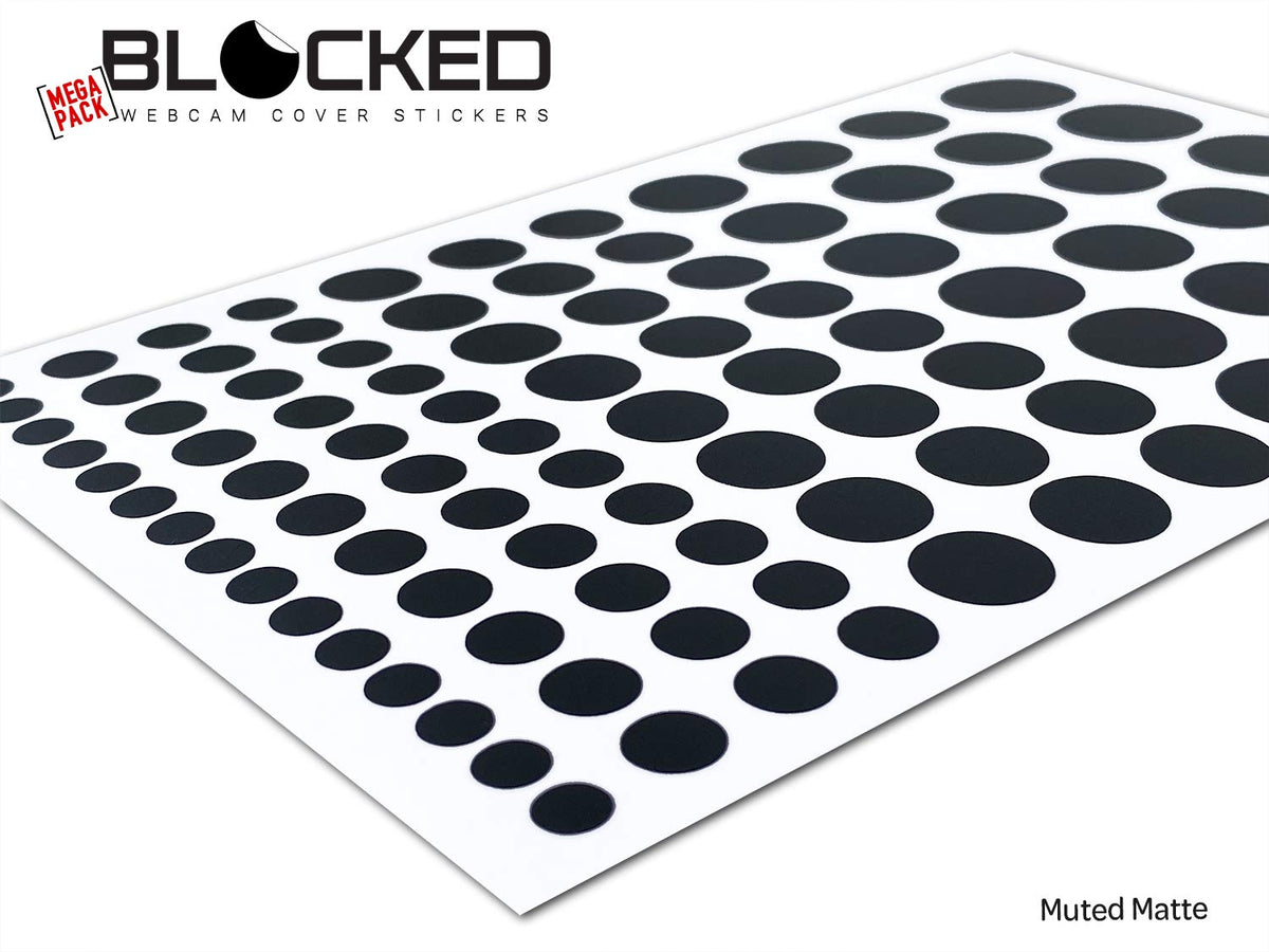 Stackable Webcam/Camera Vinyl Covers | 95 Low-Tack Restickable Webcam Sticker | 5-Sizes | Black 95-Pack (Muted Matte)