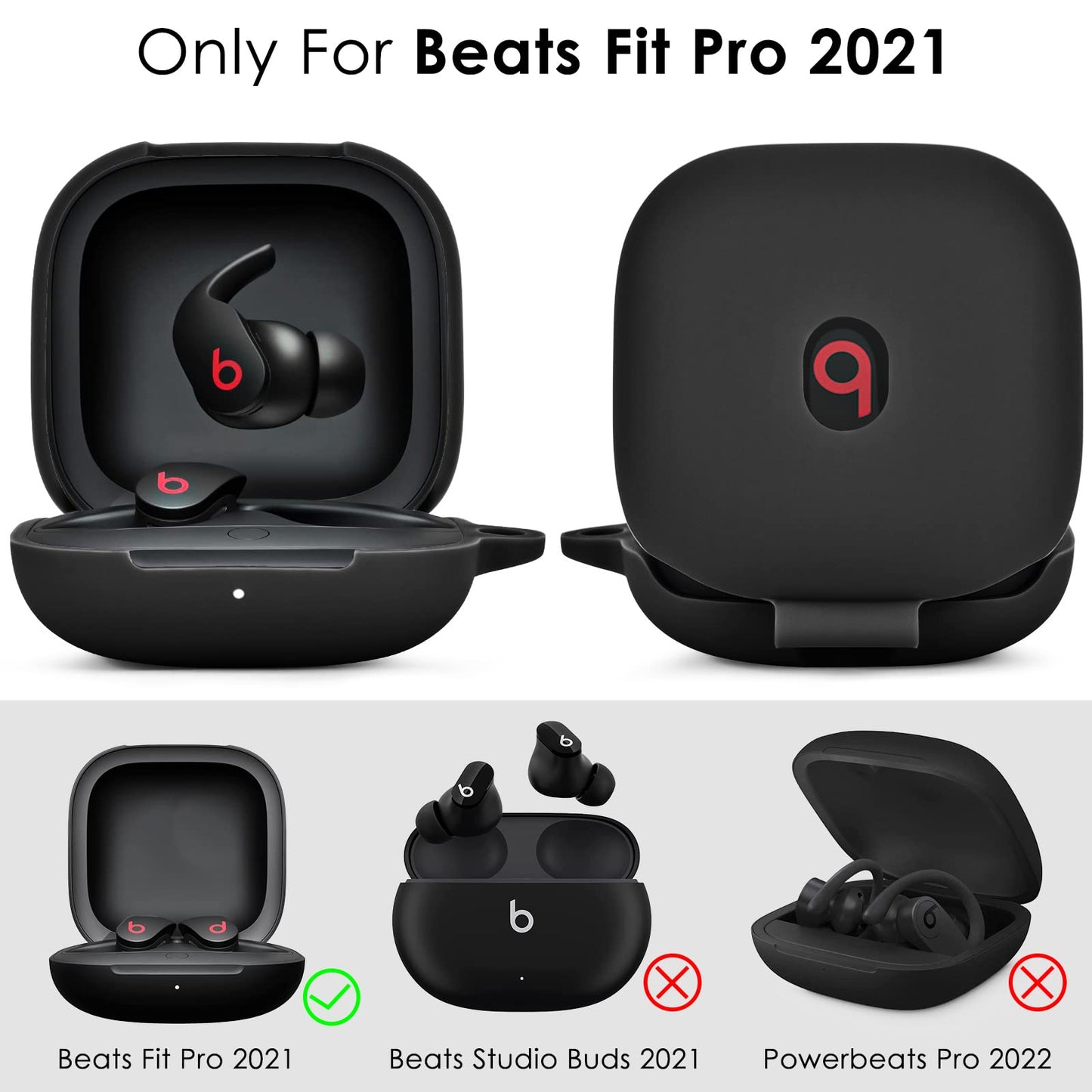 VISOOM Soft Case for Beats Fit Pro 2021 - Silicone Protective Cover for Apple Beats Fit Pro Earbuds With Keychain, Shockproof (Black)