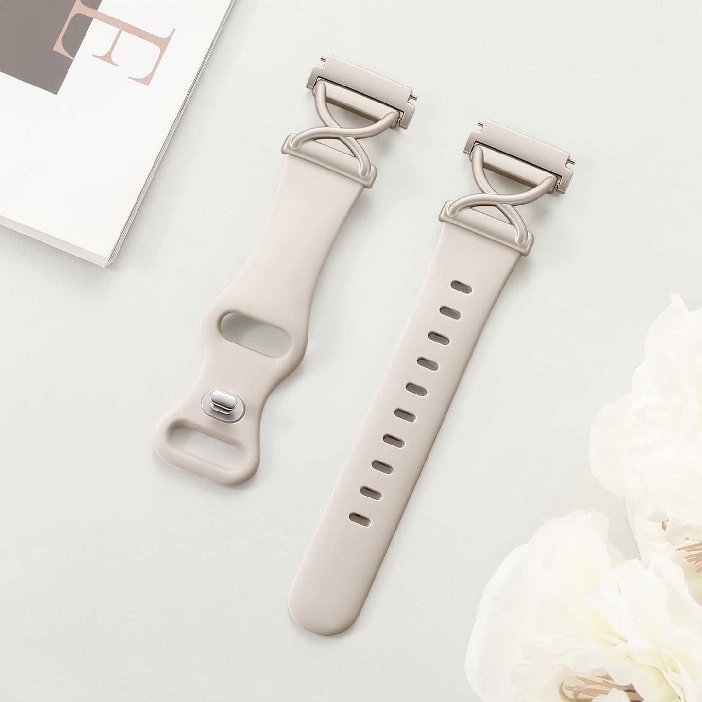 Getino Slim Silicone Bands Compatible with Samsung Galaxy Watch 7 Band 6 5 4 FE 40mm 44mm/Galaxy Active 2, 20mm Watch Band Thin Skinny Charms X-Shaped Soft Sport Strap for Samsung Watch Bands Women