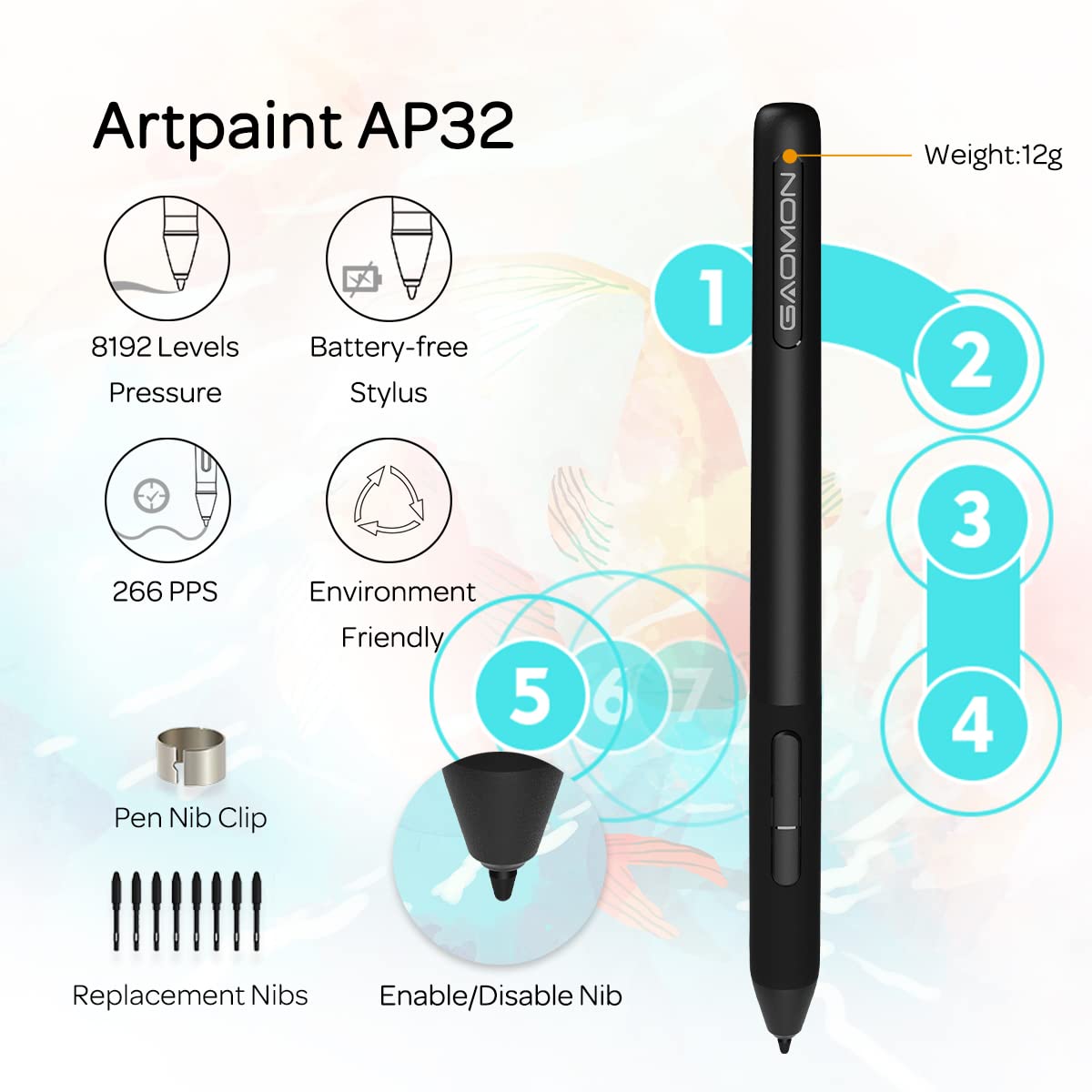 GAOMON S620 Drawing Tablet 6.5 x 4 Inch Graphics Tablet with 8192 Passive Pen 4 Customizable ExpressKeys for Digital Art, Painting, OSU Playing, Compatible with Windows PC, Mac