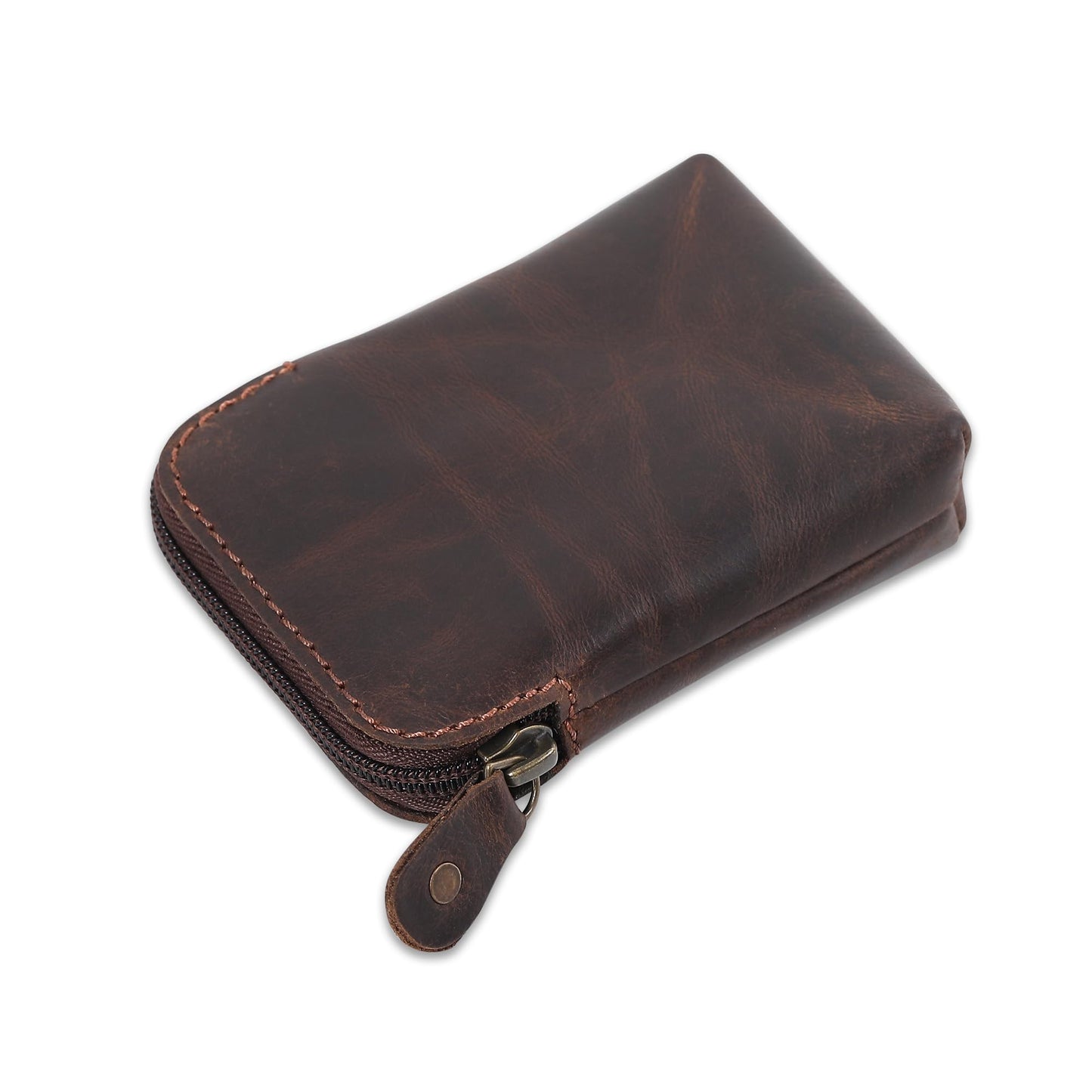 CestAntiQ Premium Full-Grain Leather Playing Card Case Zippered Card Deck Holder for Poker and Bridge Travel Accessory Secure Multi-Purpose Wallet Leather Cards Holder Brown
