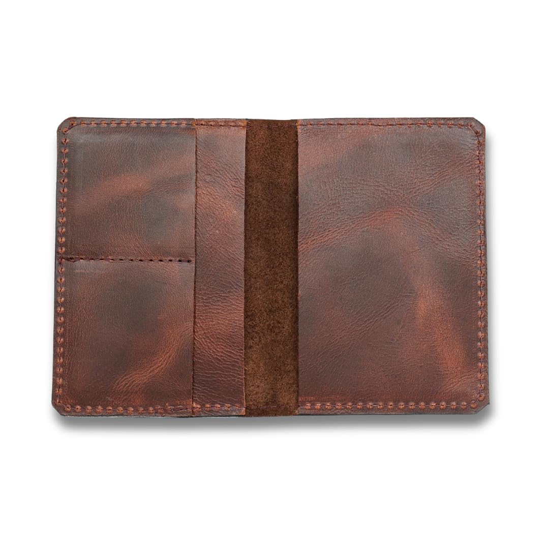 Genuine Leather Passport Wallet for Women or Men – Handmade – Full-Grain Leather Passport Holder (Beautiful Burgundy)