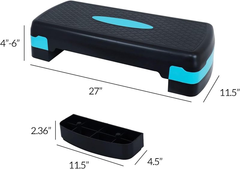 Aerobic Step Platform Trainer - Adjustable 2-Level Risers | 400 lb Weight Capacity, Non-Slip Design