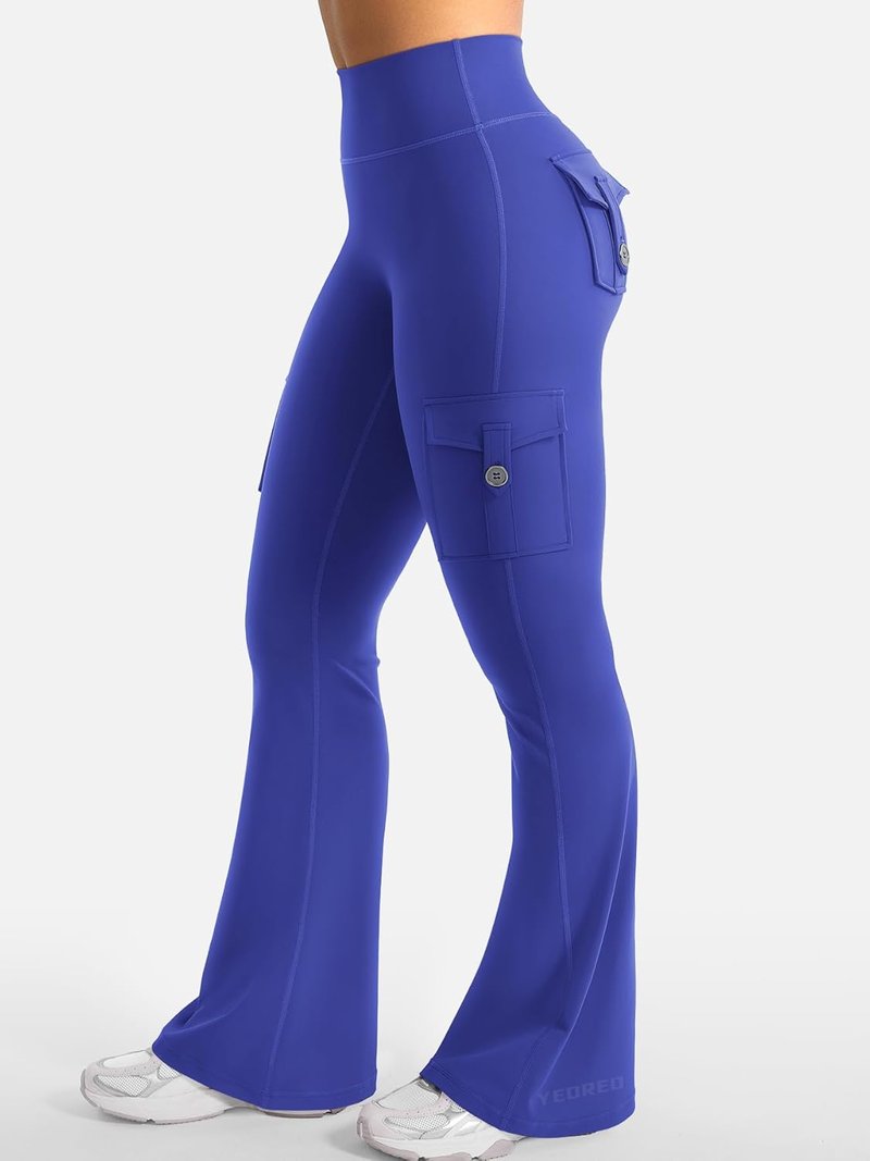 YEOREO CoreFlex Women's High-Waisted Flare Leggings - Hidden Pockets, No Front Seam, Perfect for Gym & Yoga