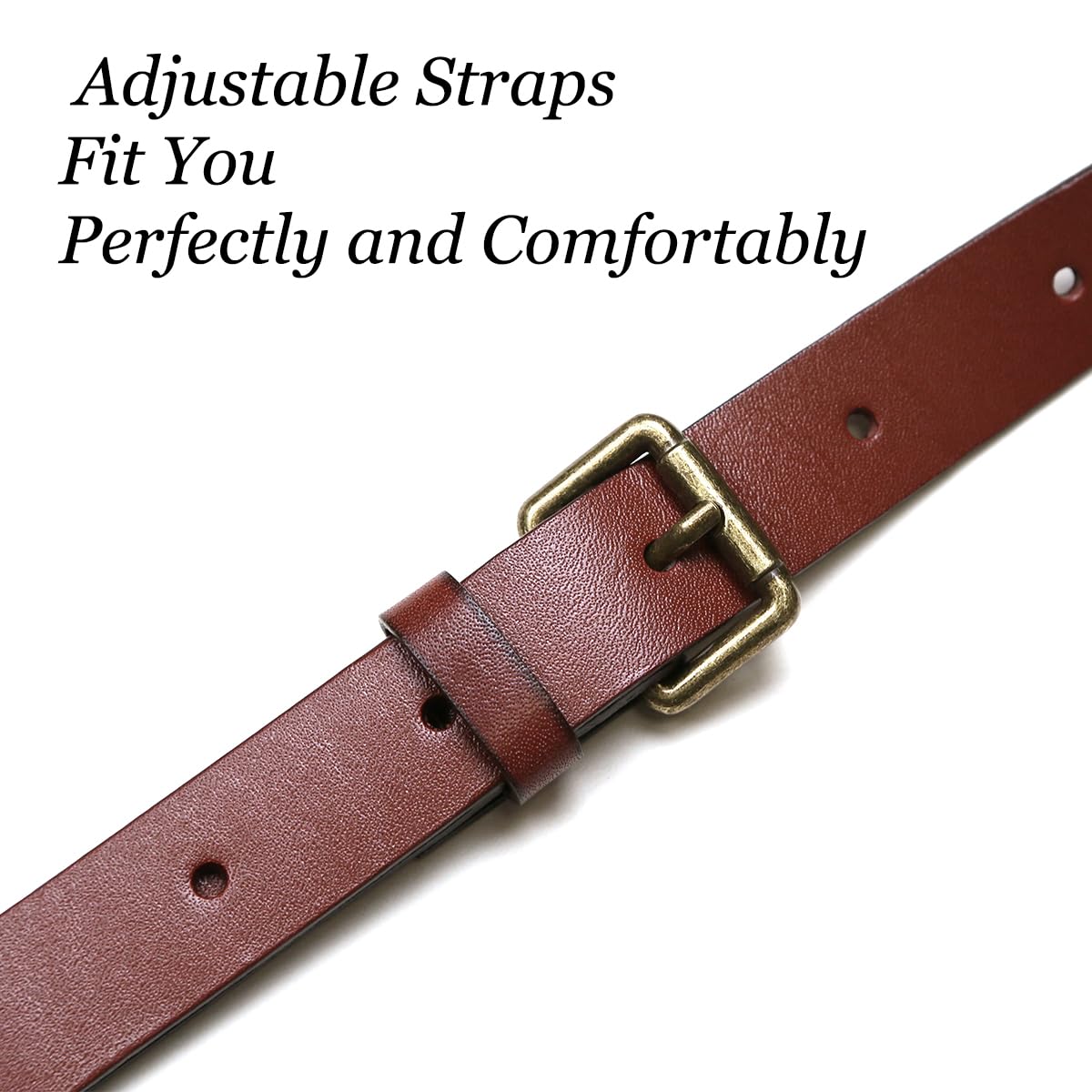 SILKSEA Leather Suspenders for Men Heavy Duty Y Back Adjustable Solid Brace Men's Big & Tall Suspenders for Dress Pants with Snap Clips Hooks, Brown