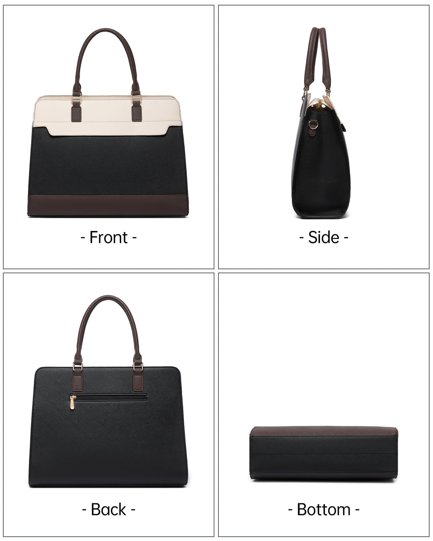 Laptop Bag for Women, 3PCS Vegan Leather Tote Bag for Work with 2 Shoulder Straps, Teacher Purse Office Handbag Computer Briefcase Gifts