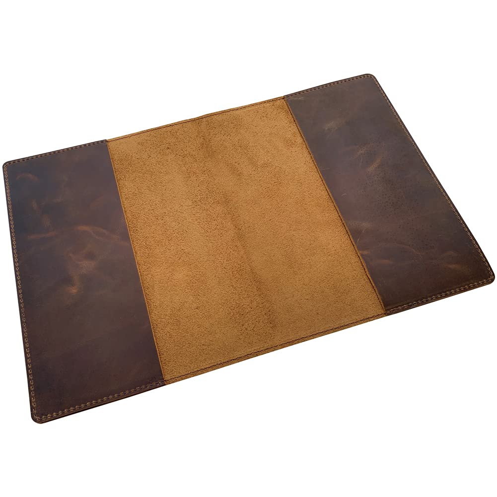 Fan&Ran Leather Journal Cover for Moleskine XL and 7.5"x9.75" Composition Notebooks, Bourbon Brown 8.25"x10.5"
