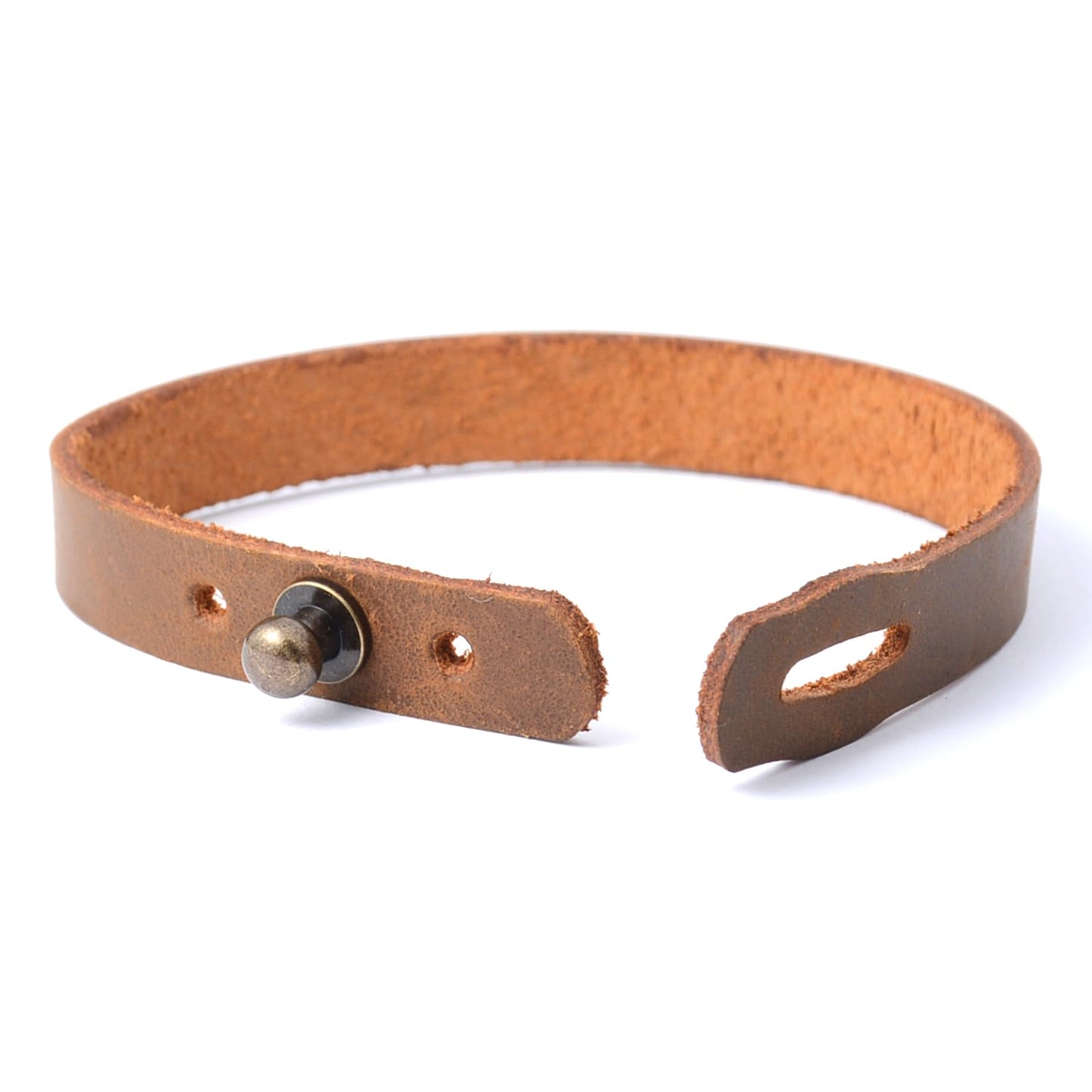 2 Pack Leather Bracelets for Men - Crazy Horse Leather Cuff, Handmade Adjustable Bracelet Set with Solid Brass Screw Buckles, Gifts for Him (Dark Brown/Light Brown)