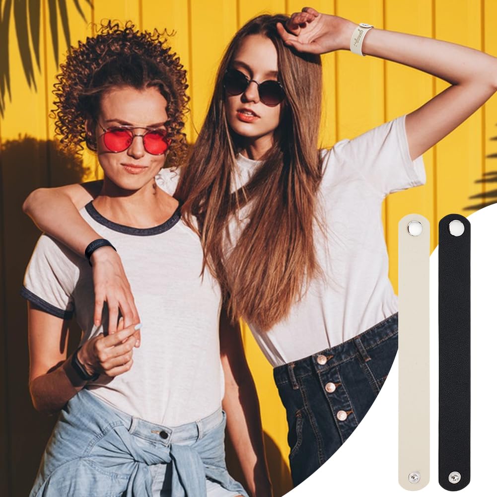 PH PandaHall 20pcs 5 Colors PU Leather Bracelets, 8-3/4 x 1 inch Plain Leather Snap Bracelets Blank Wrist Leather Cuffs Leather Straps with Snaps for DIY Crafts Wristbands Men Women Jewelry Making