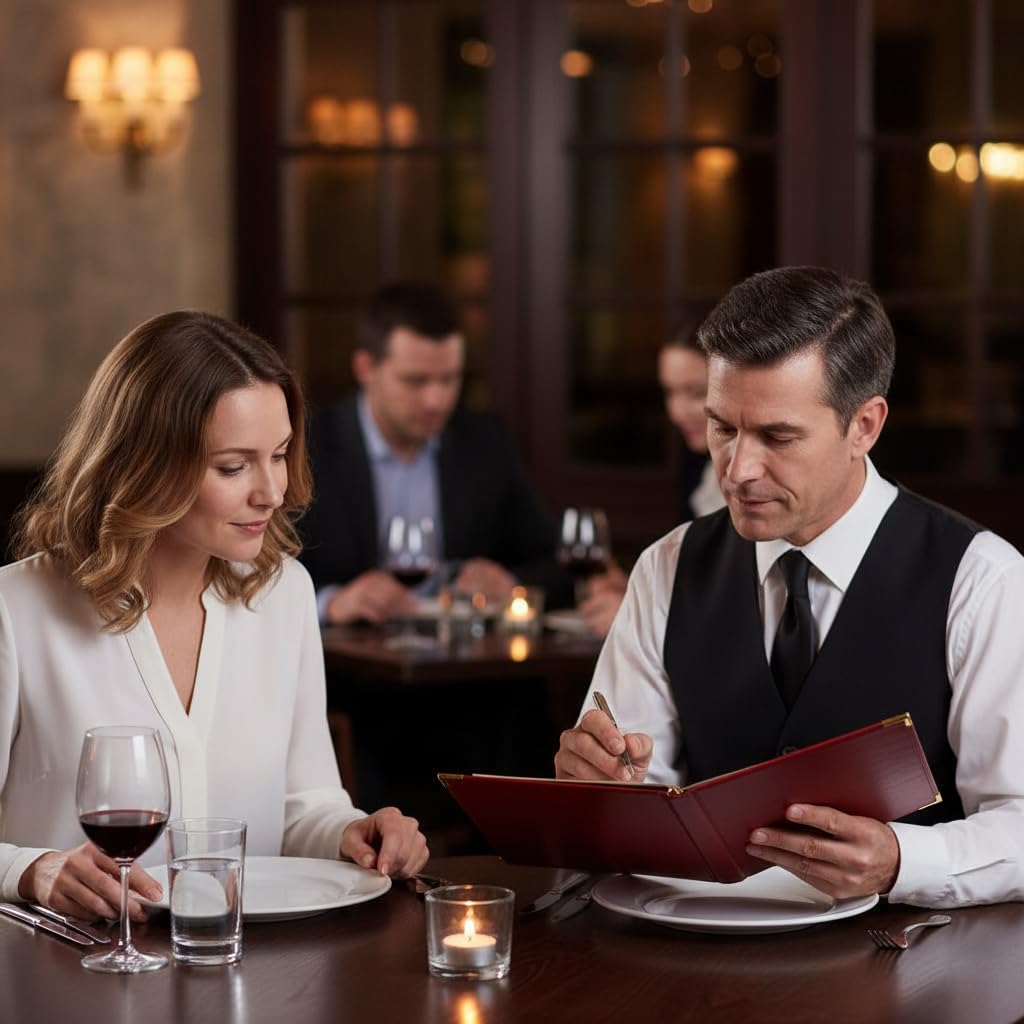 Restaurant Menu Covers 8.5×11 – 8 Page 16 View Menu Sleeve, Premium Burgundy Red Faux Leather, Waterproof Durable Menu Holder for Bar Cafe Hotel, 2 Pack