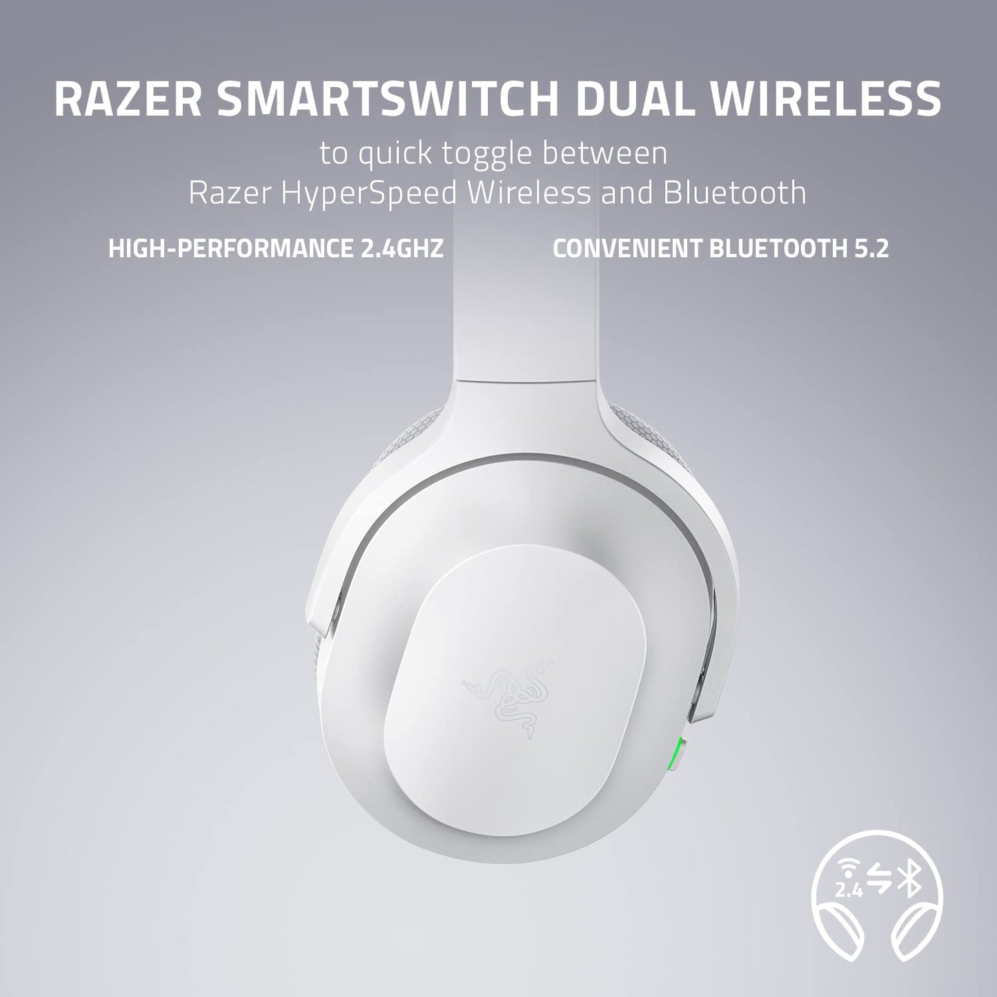 Razer Barracuda Wireless Gaming & Mobile Headset (PC, PlayStation, Switch 2, Android, iOS): 2.4GHz Wireless + Bluetooth - Integrated Noise-Cancelling Mic - 50mm Drivers - 40 Hr Battery - Mercury White