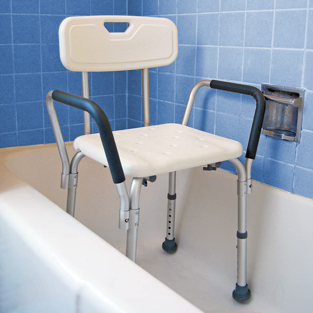 Bemis Shower Chair with Backrest and Padded Arms, Adjustable Height Legs