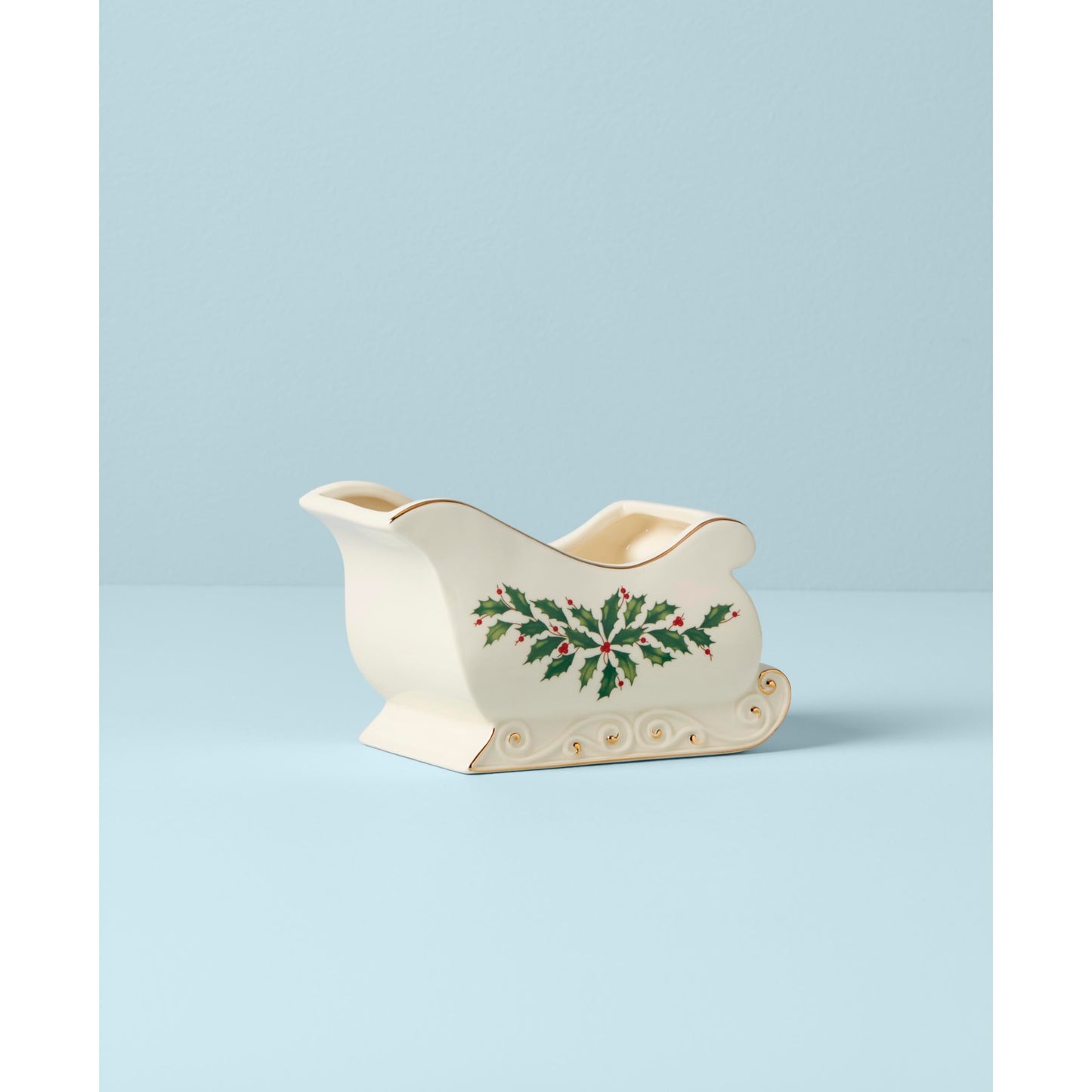Lenox 886160 Holiday Sleigh Candy Dish, 7.25' L x 4' W, 4.25' H, Christmas Hosting