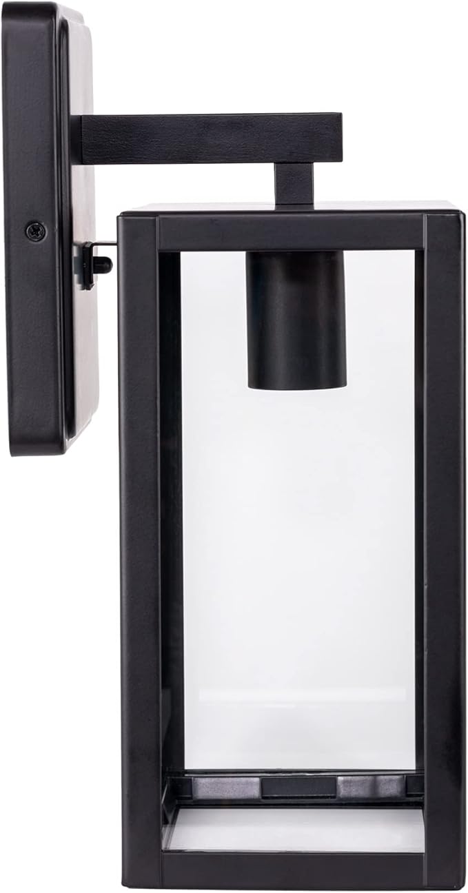 LIT-PaTH Outdoor Wall Lantern, Wall Sconce as Porch Lighting Fixture, E26 Medium Base Max 60W, Anti-Rust Metal with Glass Shade, Black, 1-Pack