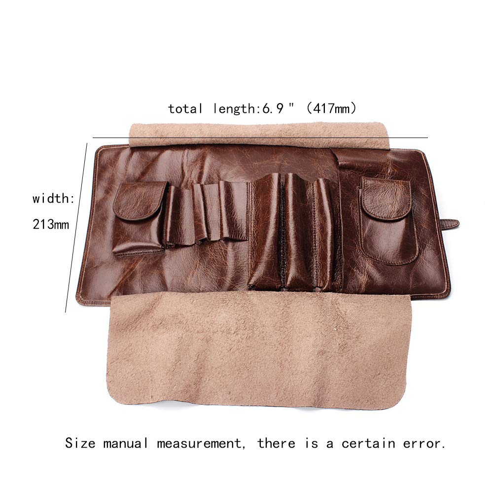 OLD FOX Cigar Pouch Case Pipe Case Holder Genuine Leather Retro Bag Pouch Tobacco Pipe Brown FC0008
