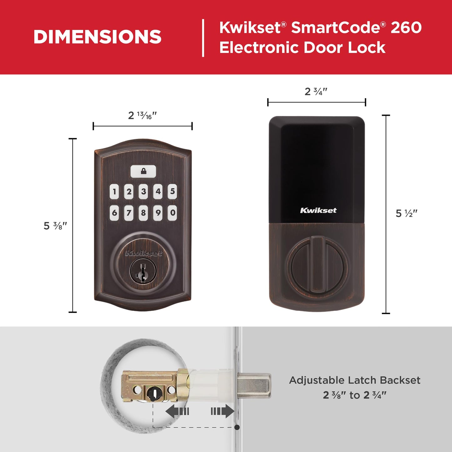 Kwikset SmartCode 260 Keyless Entry Electronic Keypad Deadbolt Door Lock with Auto-Lock, Custom User Codes, Advanced Security in Satin Nickel Contemporary