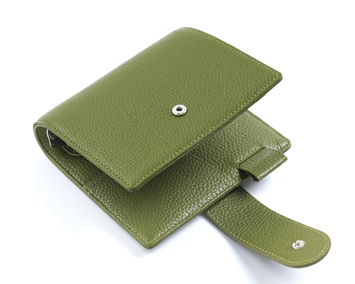 Moterm Pocket Elite Rings Planner - Genuine Leather Binder Organizer without Big Back Pocket (Pebbled-Olive, 25mm Ring)