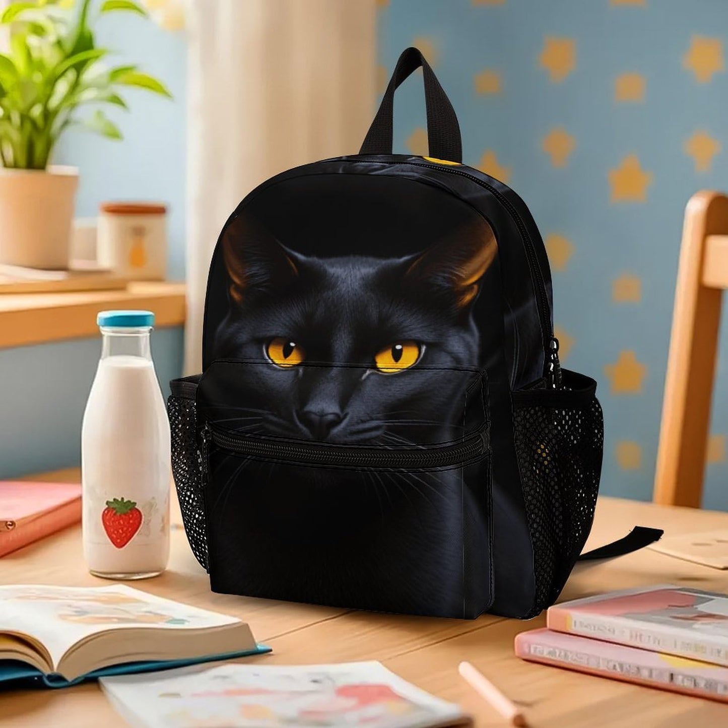SKHJCY Black Cat Mini Backpack for Women, 13 Inch Lightweight Fashion Daypack, Durable Small Rucksack with Side Pockets, Casual Travel Bag for Teens And Adults
