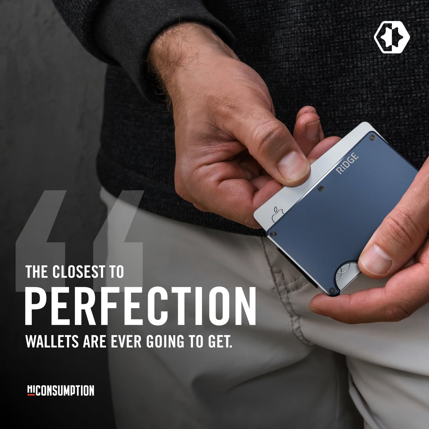 Ridge Wallet for Men - Slim Minimalist Compact Wallet and Card Holder, RFID Protected Front Pocket Wallets for Men with Integrated Cash Strap (Navy)