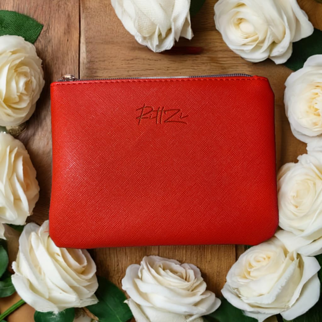 RITTZI Radiant Rouge Cosmetic Bag - Slim Makeup Organizer