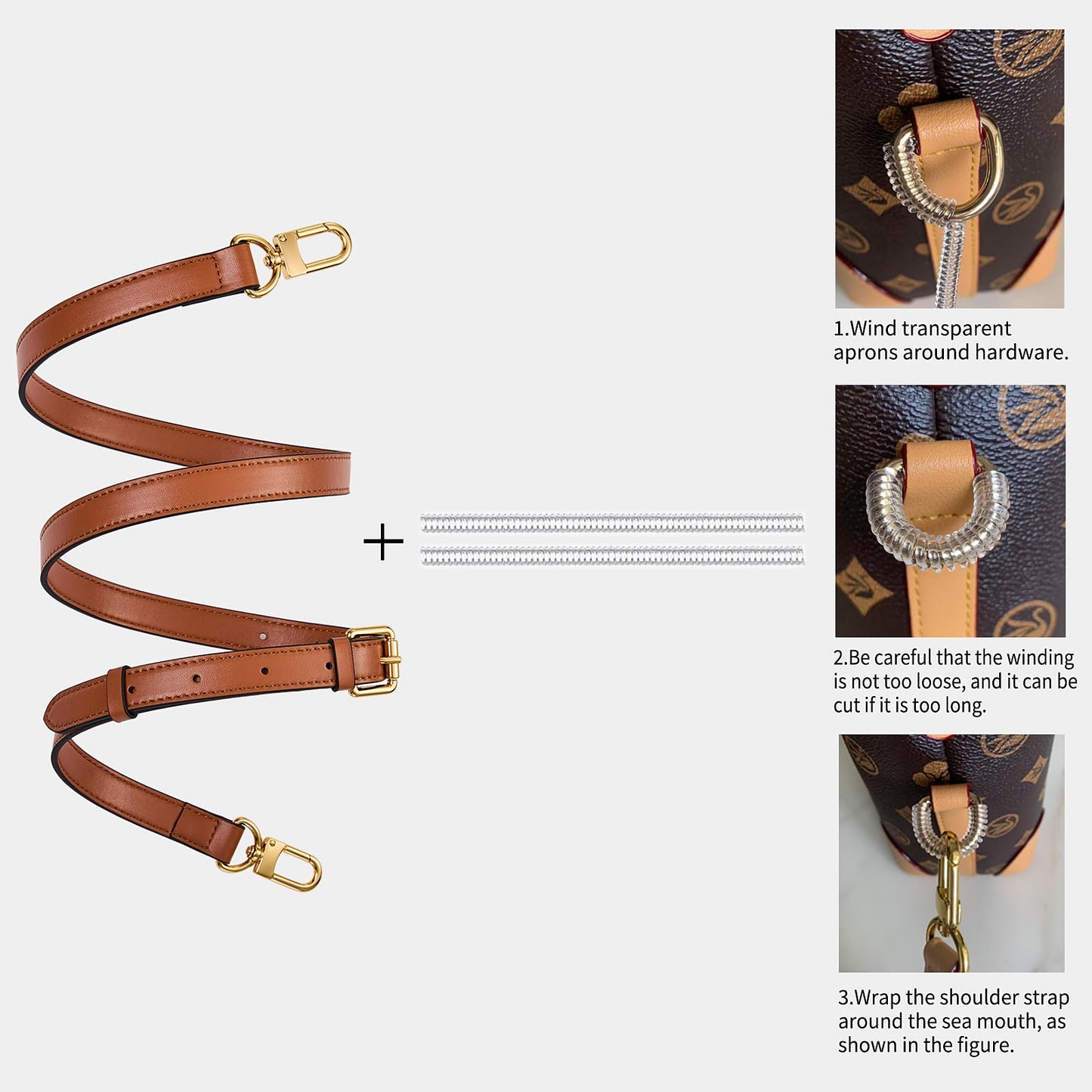 LWMYFZX Genuine Vachetta Leather Crossbody Strap | Adjustable Replacement Shoulder Strap for Handbags, Purses & Clutches (Brown)
