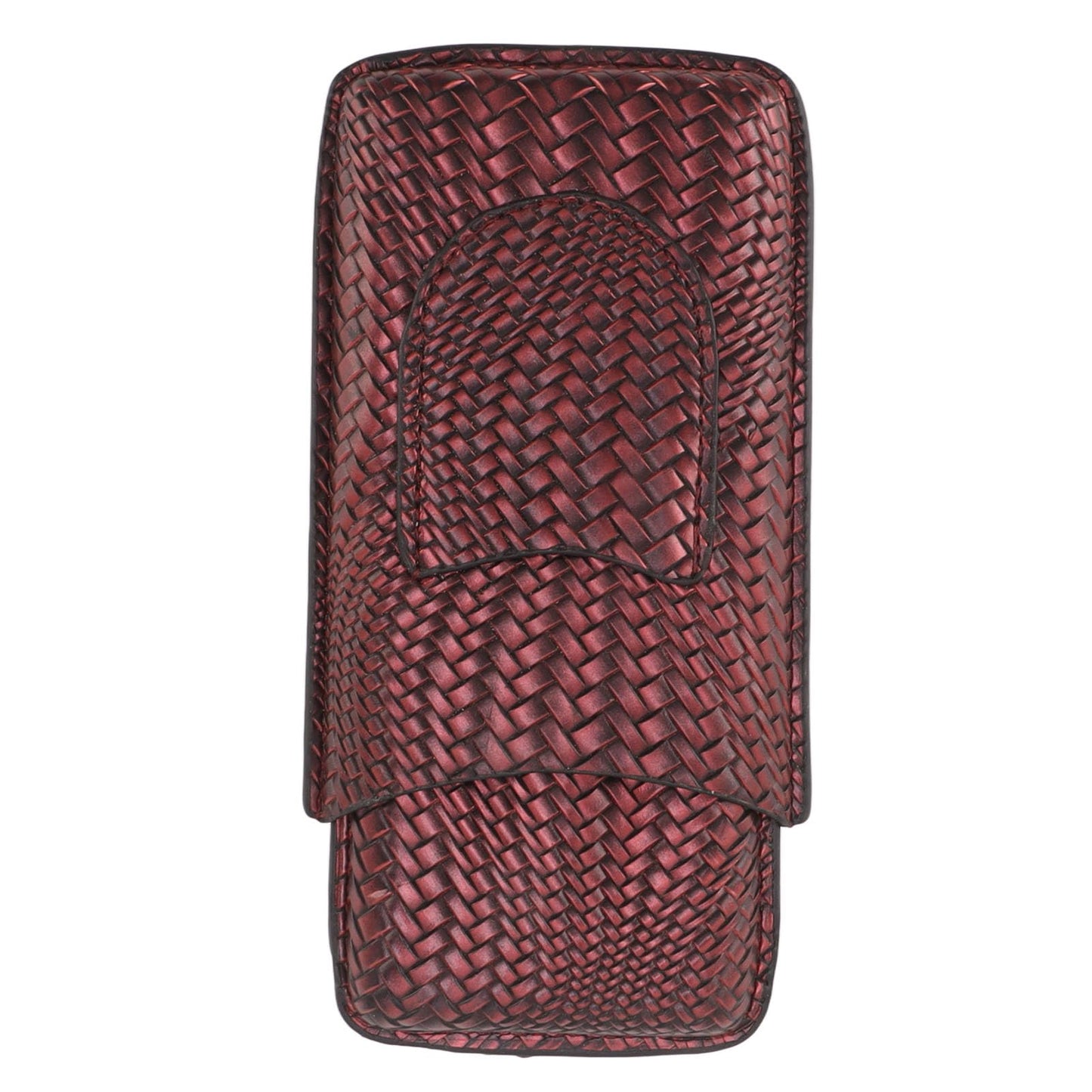 Travel Leather Cigar Case, 3 Finger Cigar Case Elegant Woven Pattern Gift Giving with Front Pocket for Office for Party()