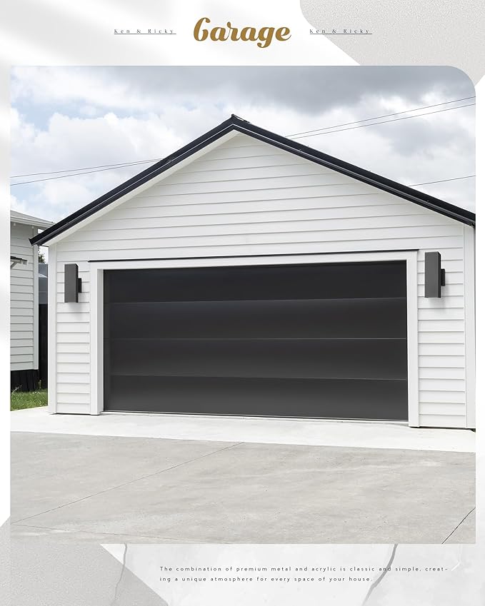 Ken & Ricky Outdoor Wall Lights, Modern Exterior Lighting Fixtures, Aluminum Front Porch Light, Black Outdoor Wall Sconce with Glass Cover, KR3324-W-2PK