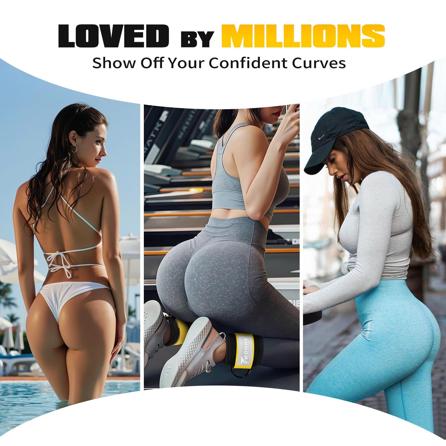 Ankle Resistance Bands with Cuffs, Leg and Glutes Workout Equipment, Resistance Bands with Ankle Straps for Cable Machine Kickbacks, Booty Workouts, Lower Body Exercises - Home Gym Exercise Equipment