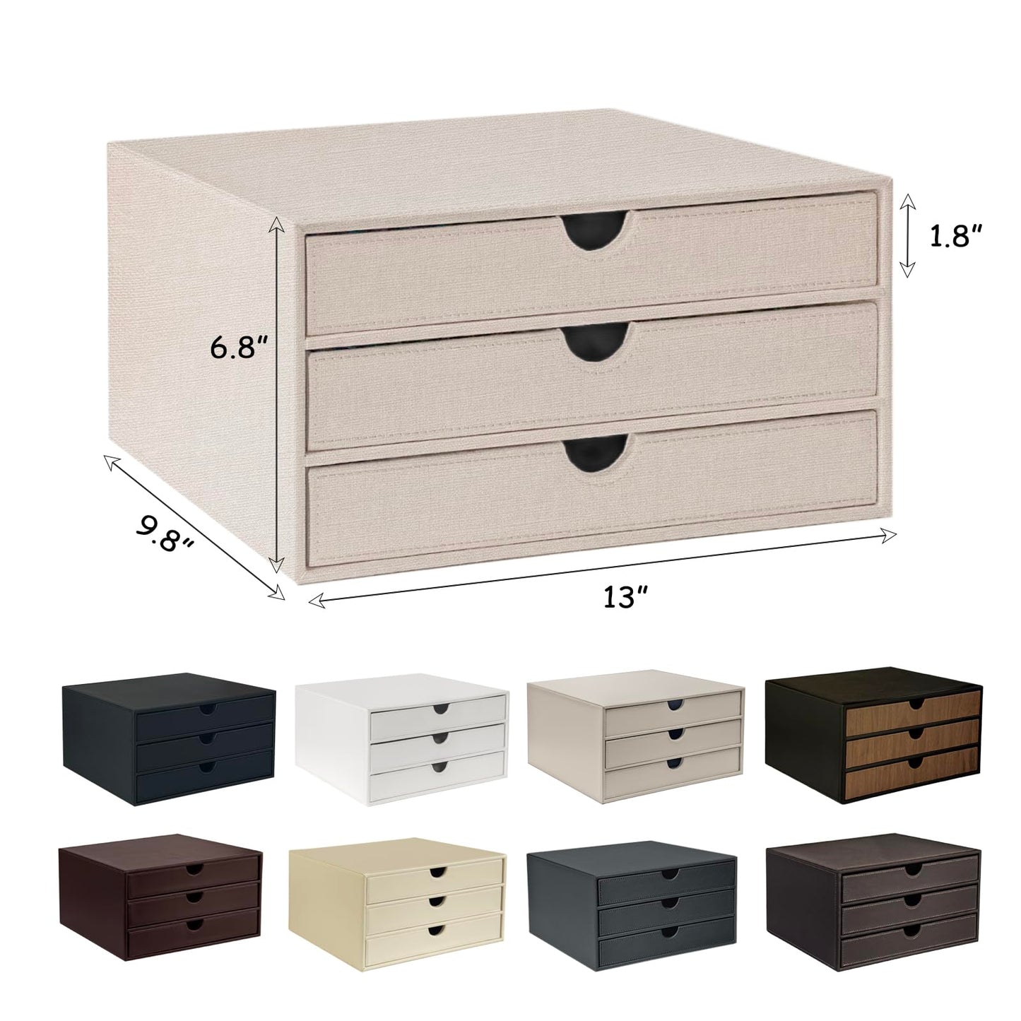 UnionBasic Document Organizer, 3-Drawer File Cabinet Document Storage Box, Office Desktop Filing Organizer, Black