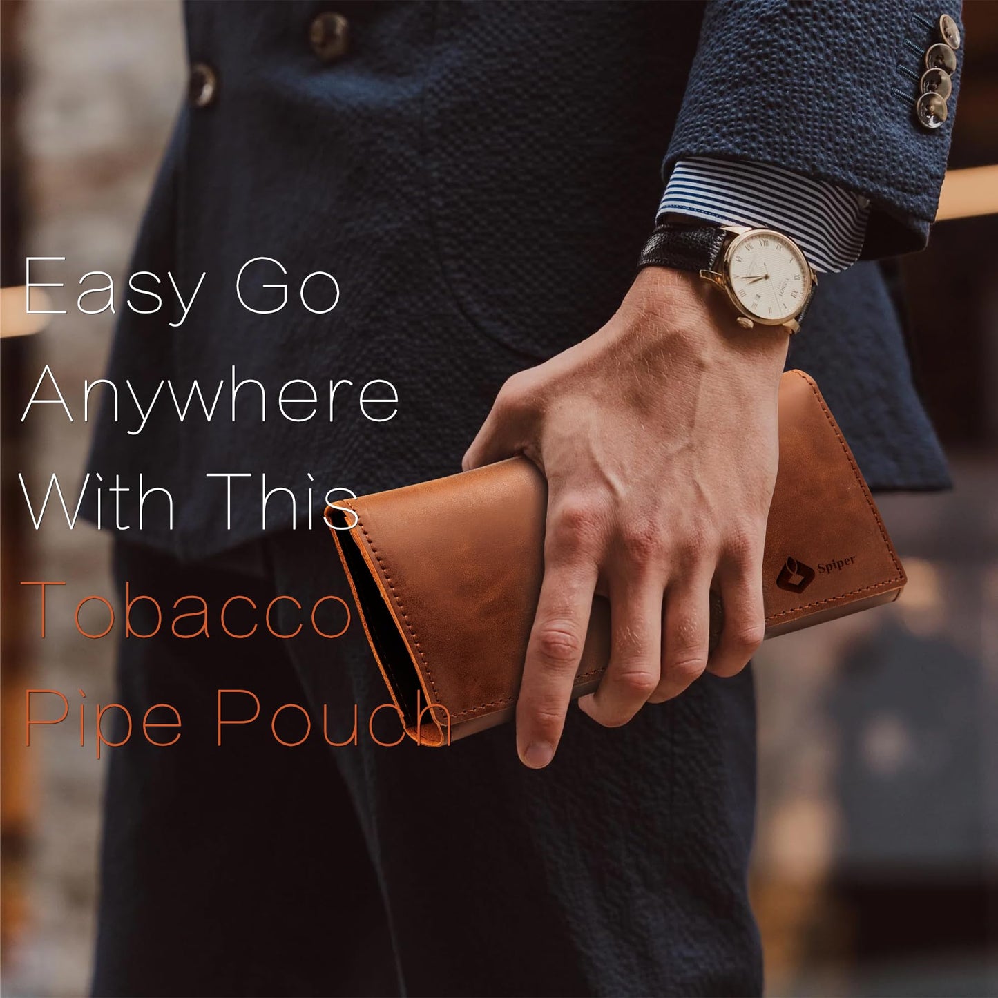SPIPER PU Leather Tobacco Pipe Bag, Contains Up to 7 Pouches With Different Functions, Handmade Pipe Tool Pouch, Portable Tobacco Bag, Smell Poof Pouch, Great Gift (Brown)