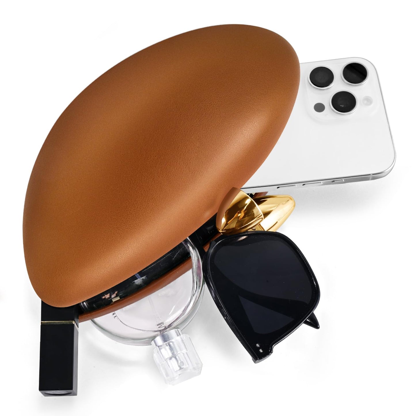 NEWROGENG Shell Clutch Purse for Women, Leather Evening Bag with Magnetic Closure, Elegant Wedding Party Clutch Handbags, Leather Caramel