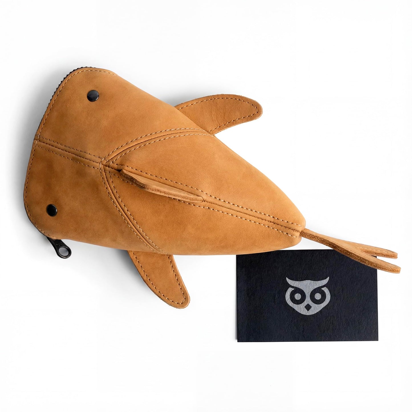 Hide & Drink, Leather Pouch Pencil Bag, Coin Purse, Scissors Case, Shark Cable Holder, Phone Case, Wallet, Makeup, Stuffed Animal, Handmade (Old Tobacco)