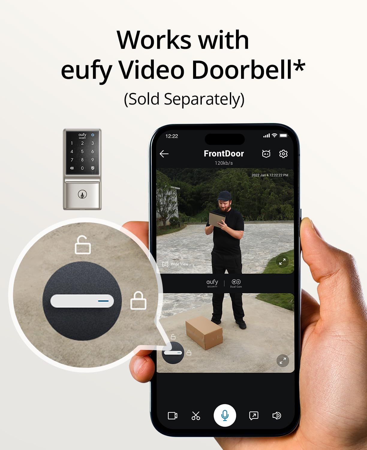 eufy Security Smart Lock C210, Keyless Entry Door Lock, Built-in WiFi Deadbolt, Smart Door Lock, No Bridge Required, Easy Installation, Touchscreen Keypad, App Remote Control, 4 AA Batteries Included