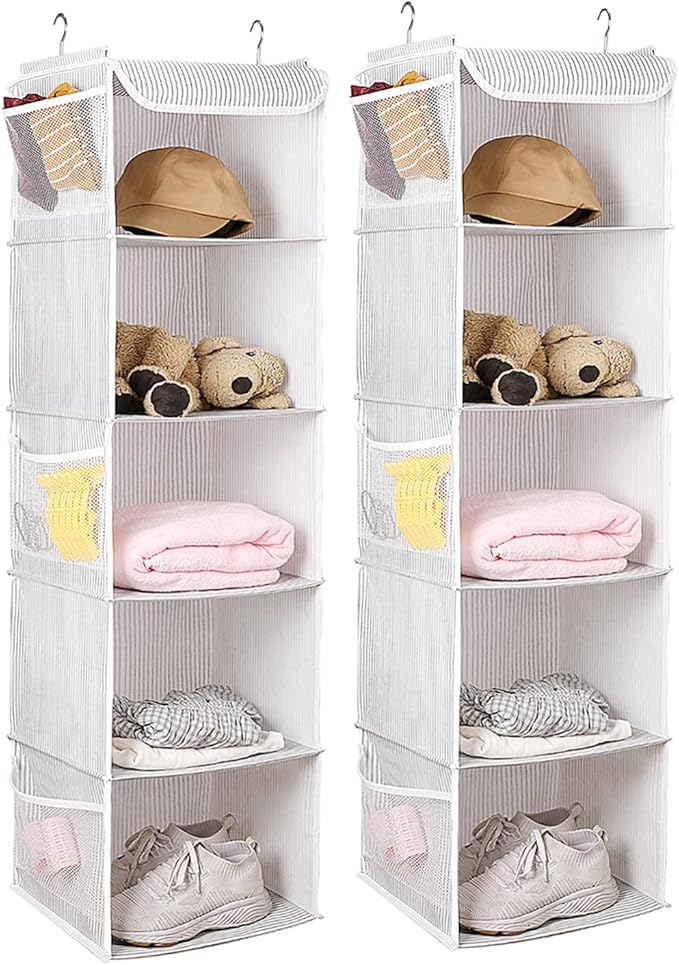 5 Shelves Hanging Closet Organizer, 2 Pack Hanging Storage