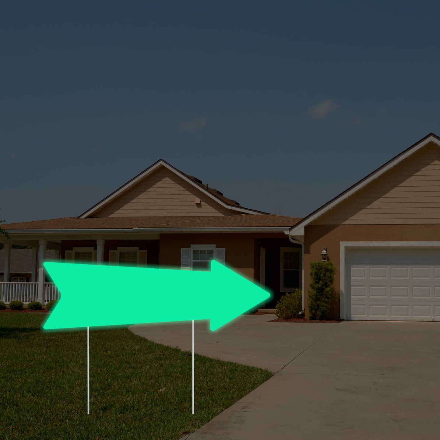 Glow in the Dark - Arrow Signs with Stakes 16 x 5 Inches,This Way Directional Arrow Yard Signs,Halloween Decorations Outdoor, Birthday Party Signs (10)