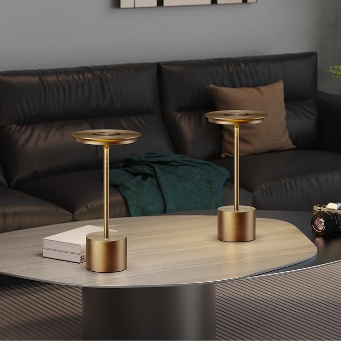 Cordless Table Lamp,Rechargeable 6000mAh Battery Operated Portable Light, 3 Color Stepless Dimmable Battery Table Lamps, LED Table Light for/Restaurant/Outdoor/Patio(Bronze)