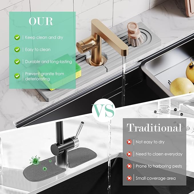 15.7 Inch Long Stone Faucet Mat