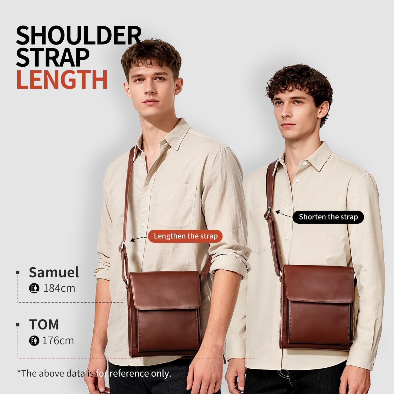 Augus Leather Messenger Shoulder Crossbody Bag for Men Work Business Vintage Magnetic Buckle Big Capacity Adjustable straps (Brown red)