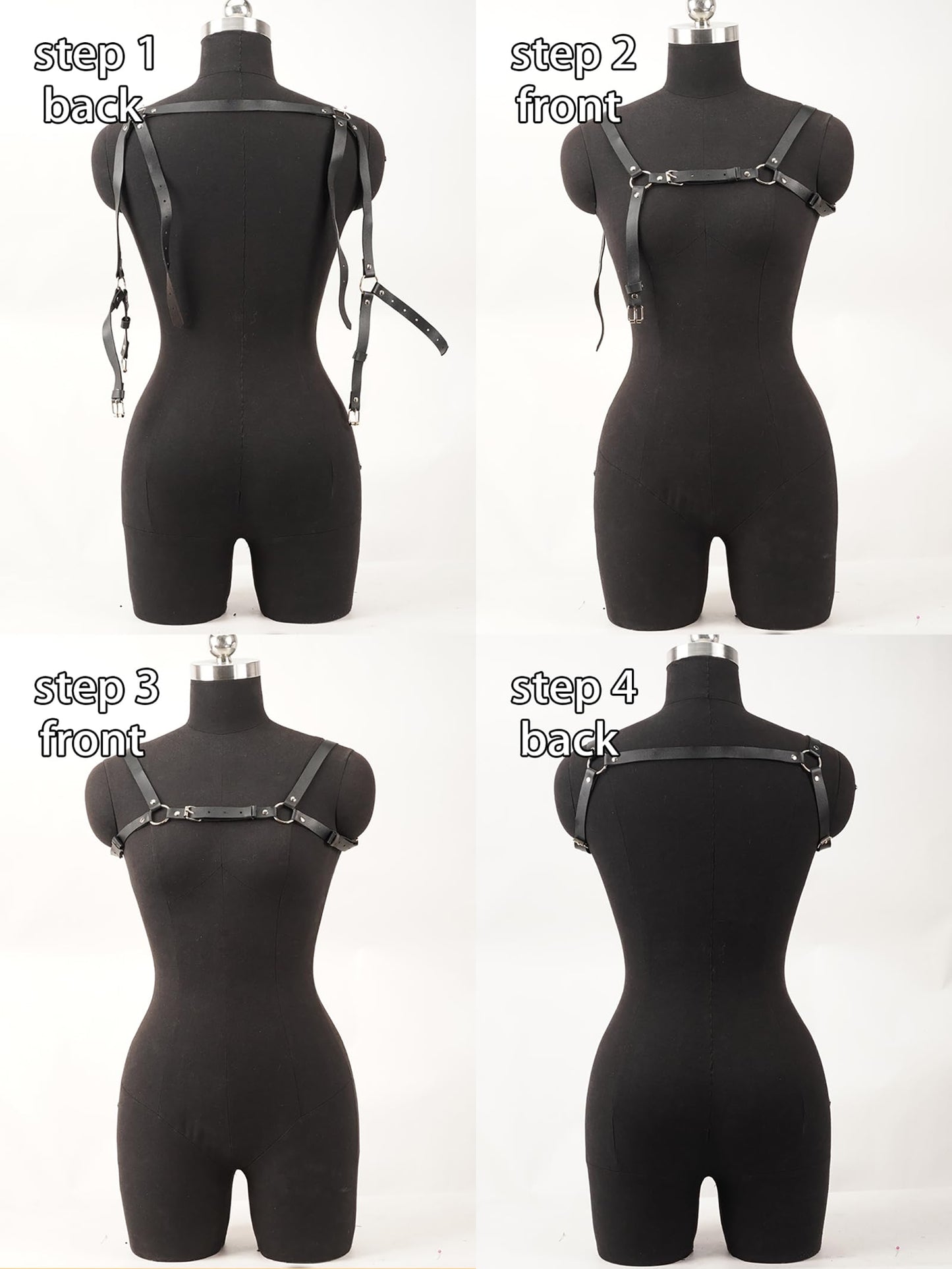 Adjustable PU Leather Chest Harness for Women, Gothic Punk Shoulder Strap Belt with Alloy Buckles, Fashion Body Accessory for Festival, Rave, Cosplay, Streetwear Outfit(Fit Upper Bust 35.4-39.0in)